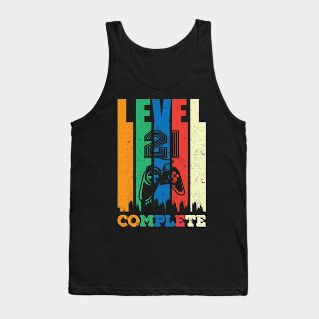 21th Birthday Level 21 Complete Cheers Gamer Gift Tank Top by SinBle